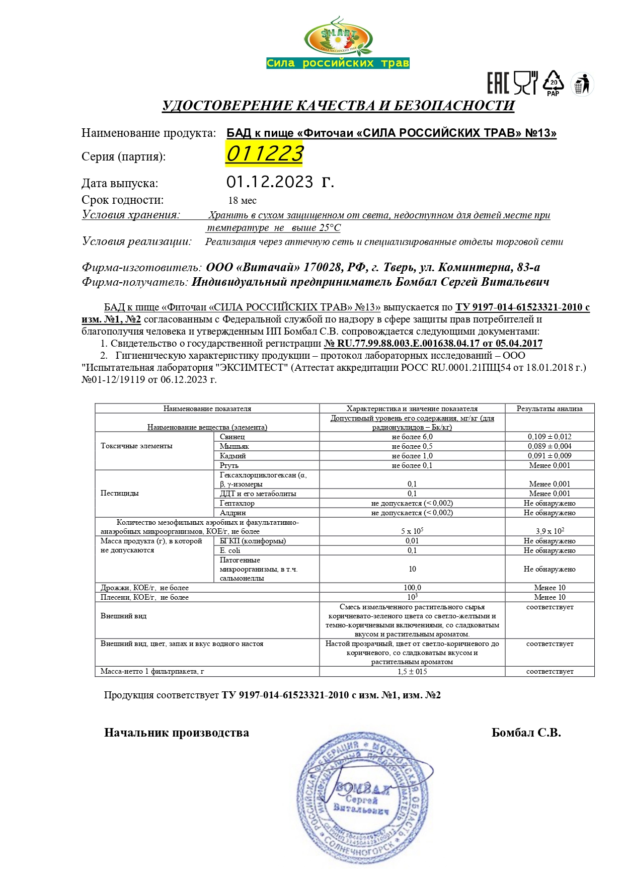 Паспорт №122023